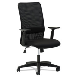 OIF Mesh High-Back Chair, Supports up to 225 lbs., Black Seat/Black Back, Black Base