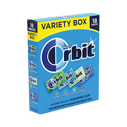 Orbit® Sugar-Free Chewing Gum Variety Box, Four Mint Flavors, 14 Pieces/Pack, 18 Packs/Box