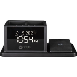 OttLite Wireless Charging Organizer Clock - 10.4 in x 4.9 in - 1 / Each - Black