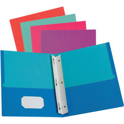 Oxford Folder, Twin-Pocket, Fastener, 1/10 inx11-3/4 inx9-2/5 in, 50/BX, Assorted
