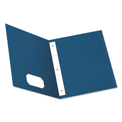 Oxford Twin-Pocket Folders with 3 Fasteners, Letter, 1/2 in Capacity, Blue, 25/Box