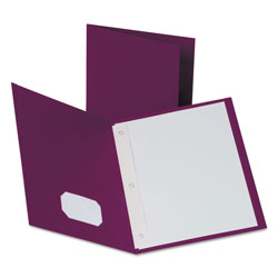 Oxford Twin-Pocket Folders with 3 Fasteners, Letter, 1/2 in Capacity, Burgundy, 25/Box