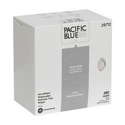 Pacific Blue Basic Recycled 3-Ply Disposable Delicate Task Wiper (Previously AccuWipe®), Large, White, 280 Wipers/Box, 60 Boxes/Case, Wiper (WxL) 4.5 in x 7.9 in