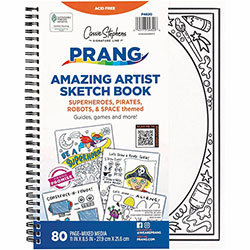 Pacon Amazing Artist Sketch Book, 80 Pages, Black, White Cover, Perforated, Acid-free