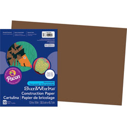 Pacon Construction Paper, 58 lbs., 12 x 18, Dark Brown, 50 Sheets/Pack