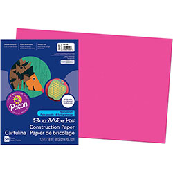 Pacon Construction Paper, 58lb, 12 x 18, Hot Pink, 50/Pack