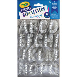 Pacon Crayola Sparkling Gems Sticker Letters - Self-adhesive - 1.25 in, - Silver