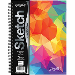 Pacon Fashion Sketch Book, 75 Pages, 9 in x 6 in, Neon Kaleidoscope Cover, Acid-free, Perforated, Durable