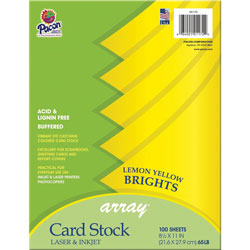 Pacon Inkjet, Laser Printable Multipurpose Card Stock, Lemon Yellow, Letter, 8 1/2 in x 11 in, 65 lb Basis Weight, 100/Pack