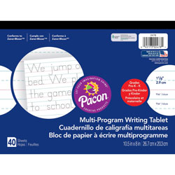 Pacon Multi-Program Handwriting Tablet, 8 in x 10-1/2 in, GK, 40Sheets, WE