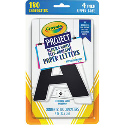 Pacon Self-adhesive Paper Letters - Self-adhesive - 4 in, - Black/White - Paper