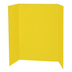 Pacon Single Wall Presentation Board, 48 in, x 36 in Width, Yellow Surface, Tri-fold, Recyclable, Corrugated, 4/Carton