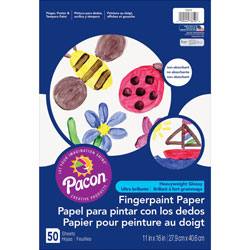 Pacon Spectra Fingerpaint Paper, 60 lbs., 11 x 16, White, 50 Sheets/Pack
