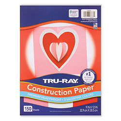 Pacon Tru-Ray Construction Paper, 70 lb Text Weight, 9 x 12, Assorted Valentine Colors, 150/Pack