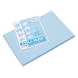 Pacon Tru-Ray Construction Paper, 76lb, 12 x 18, Sky Blue, 50/Pack