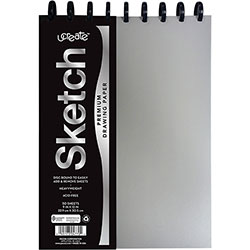 Pacon uCreate Sketch Disc-Bound Premium Drawing Paper Pad, Unruled, Silver/Black Cover, 50 White 8.5 x 11 Sheets