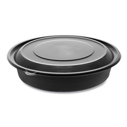 Pactiv EarthChoice MealMaster Bowls with Lids, 48 oz, 10.13 in Diameter x 2.13 inh, 1-Compartment, Black/Clear, 150/Carton