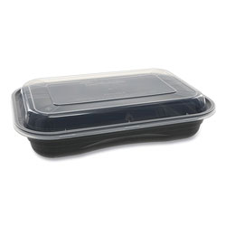 Pactiv EarthChoice Versa2Go Microwaveable Containers, 8.4 x 5.6 x 1.4, 27 oz, 1-Compartment, Black/Clear, 150/Carton