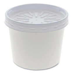 Pactiv Paper Round Food Container and Lid Combo, 12 oz, 3.75 in Diameter x 3h in, White, 250/Carton