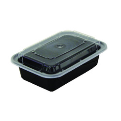 Pactiv Rectangular Microwavable Container with Lid, 16 OZ, Black