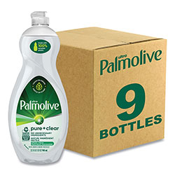 Palmolive Pure + Clear Dishwashing Liquid, Unscented, 32.5 oz Bottle, 9/Carton