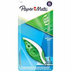 Papermate® DryLine Grip Correction Tape, 0.20 in Width x 27.80 ft Length, Green, White