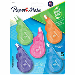 Papermate® Dryline Mini Grip Correction Tape, 0.20 in Width x 16.40 ft Length, 5/Pack, White