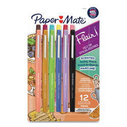 Papermate® Flair Scented Felt Tip Marker Pen, Medium 0.7 mm, Assorted Colors Ink/Barrel, 12/Pack
