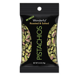 Paramount Wonderful Pistachios, Dry Roasted and Salted, 2.5 oz, 8/Box
