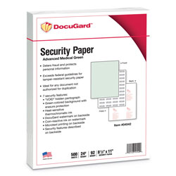 Paris Business Forms Medical Security Papers, 24lb, 8.5 x 11, Green, 500/Ream