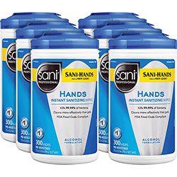 PDI Healthcare Hands Instant Sanitizing Wipes - White - Moisturizing - For Hand, Food Service - 300 Per Canister - 6 Carton
