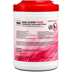PDI Healthcare Sani-Cloth Plus Germicidal Disposable Cloth - Wipe - 6 in x 6.75 in, 160 / Canister - 12 / Carton - White