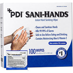 PDI Healthcare Sani-Hands Instant Hand Sanitizing Wipes - Antimicrobial, Anti-septic, Dye-free, Fragrance-free, Hygienic, Resealable - For Hand - 100 / Box