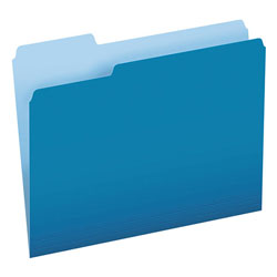 Pendaflex Colored File Folders, 1/3-Cut Tabs, Letter Size, Blue/Light Blue, 100/Box