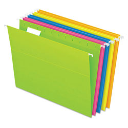 Pendaflex Glow Hanging File Folders, Letter Size, 1/5-Cut Tab, Assorted, 25/Box