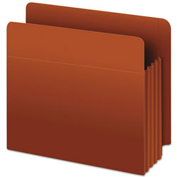 Pendaflex Heavy-Duty End Tab File Pockets, 3.5 in Expansion, Letter Size, Red Fiber, 10/Box