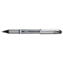 Pentel EnerGel NV Stick Gel Pen, 0.7 mm Metal Tip, Black Ink, Gray Barrel, Dozen