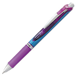 Pentel EnerGel RTX Retractable Gel Pen, Fine 0.5mm, Violet Ink, Silver/Violet Barrel