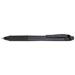 Pentel EnerGel-X Retractable Gel Pen, 1 mm Metal Tip, Black Ink, Smoke Barrel, Dozen
