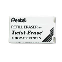 Pentel Eraser Refills for Pentel Side FX and Twist-Erase Pencils, Cylindrical Rod, White, 3/Tube (PENE10)