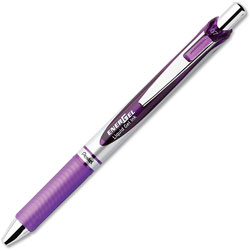 Pentel Gel Pen, Retractable, Metal Tip, .7mm, 12/BX, Violet Barrel/Ink