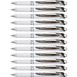 Pentel Gel Pen, Retractable/Refillable, Needle Tip, 0.5mm, 12/DZ, Black Ink
