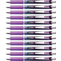 Pentel Gel Pen, Retractable/Refillable, Needle Tip, 0.5mm, 12/DZ, Violet Ink