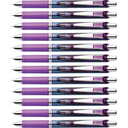 Pentel Gel Pen, Retractable/Refillable, Metal Tip, 0.7mm, 12/DZ, Violet Ink