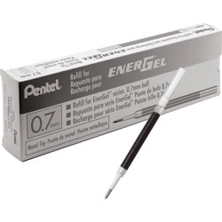 Pentel Gel Pen Refills for EnerGel, 0.7mm, Fine, 12/BX, Black Ink