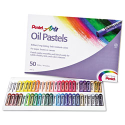 Pentel Oil Pastel Set With Carrying Case,45-Color Set, Assorted, 50/Set (PENPHN50)