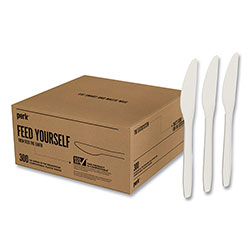 Perk™ Mediumweight Plastic Cutlery, Knife, White, 300/Pack