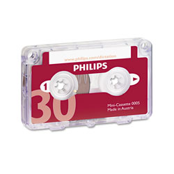 Philips Speech Processing Audio & Dictation Mini Cassette, 30 Minutes (15 x 2), 10/Pack