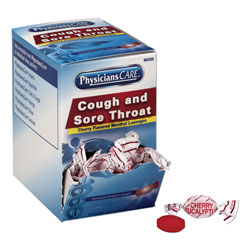 Physicians Care Cough and Sore Throat, Cherry Menthol Lozenges, Individually Wrapped, 50/Box
