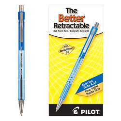 Pilot Better Retractable Ballpoint Pen, Fine 0.7mm, Blue Ink, Translucent Blue Barrel, Dozen (PIL30001)